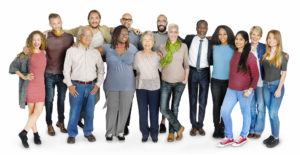 diverse group of people standing together