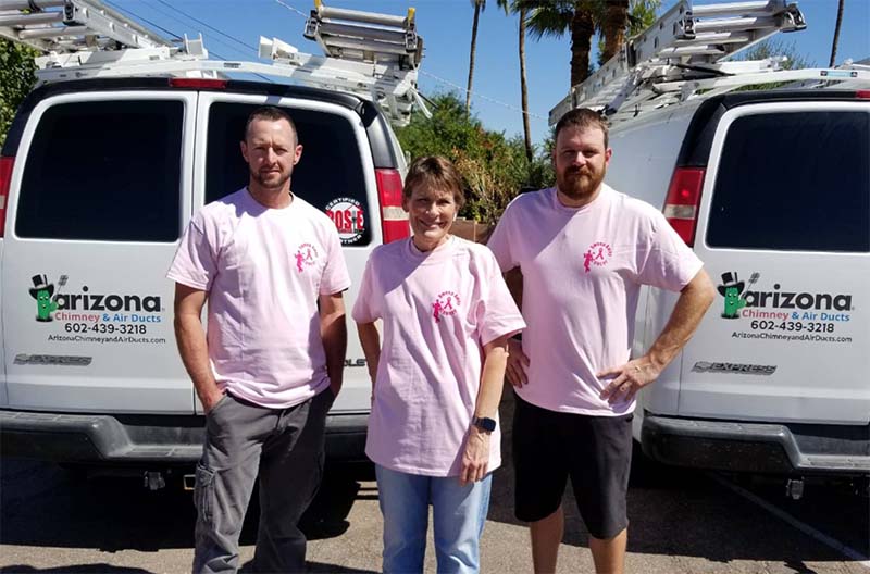 Arizona Chimney & Air Ducts wearing Sweep Away Cancer shirts
