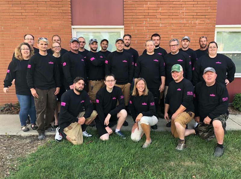 BlackBurns Chimney Service wearing Sweep Away Cancer shirts